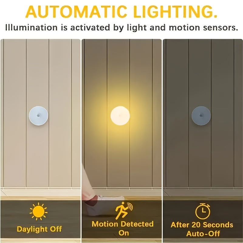 AMill 6-Pack LED Step Lights with Dual Smart Sensor - Motion and Light Activated, Polished Plastic Sconce with PVC Shade, Rechargeable 250mAh Lithium Battery, Wireless, Semi-Flush Mount, Indoor Night Light for Stairs, Bedroom, Cabinet.