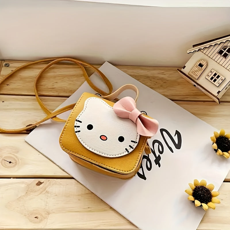 Sanrio Hello Kitty Mini Crossbody Bag features a cute cartoon design, PU material, washable, snap closure, and multiple color options. Perfect for women's fashion accessories, casual