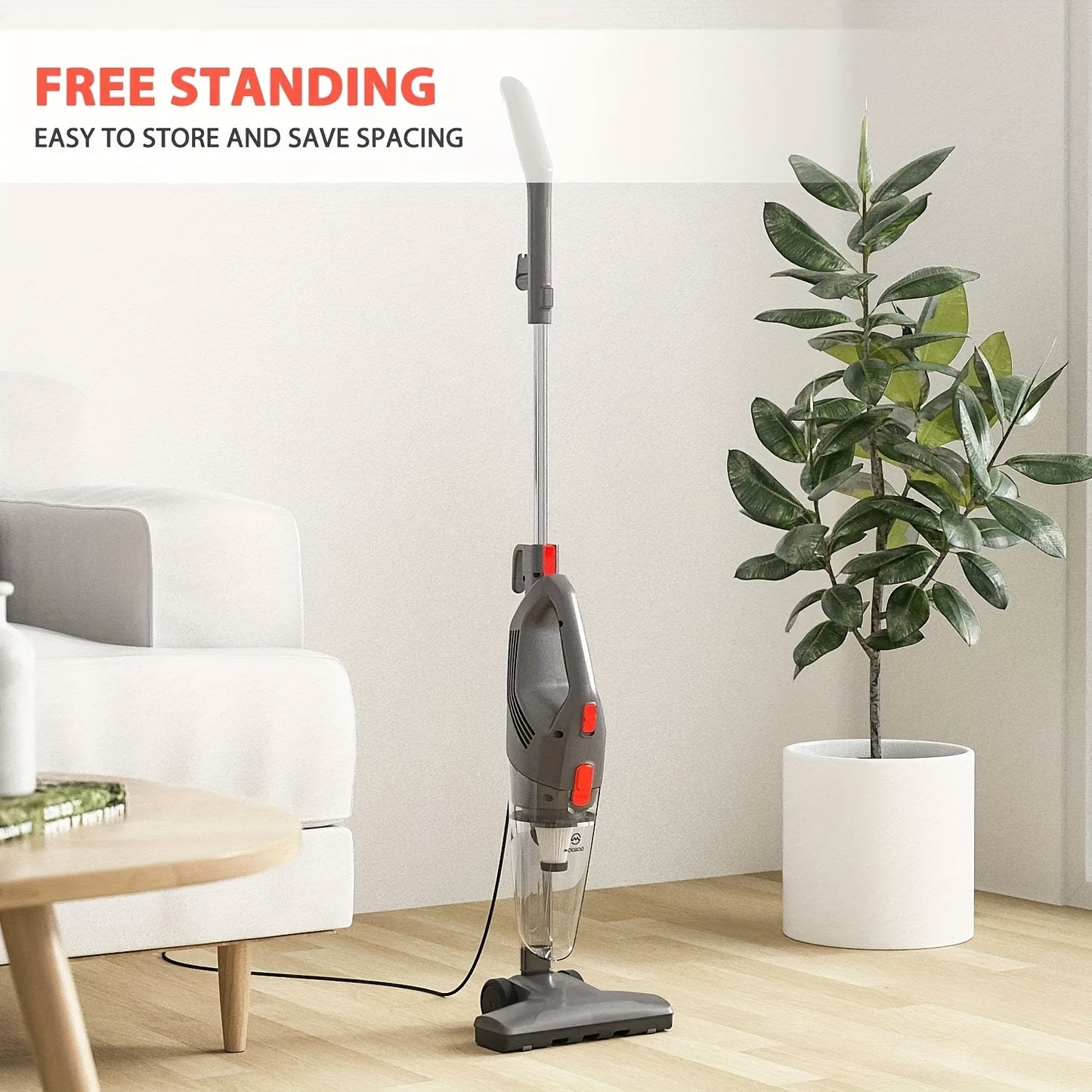 MOOSOO Corded Stick Vacuum with High Suction for Hard Floor Pet Hair.