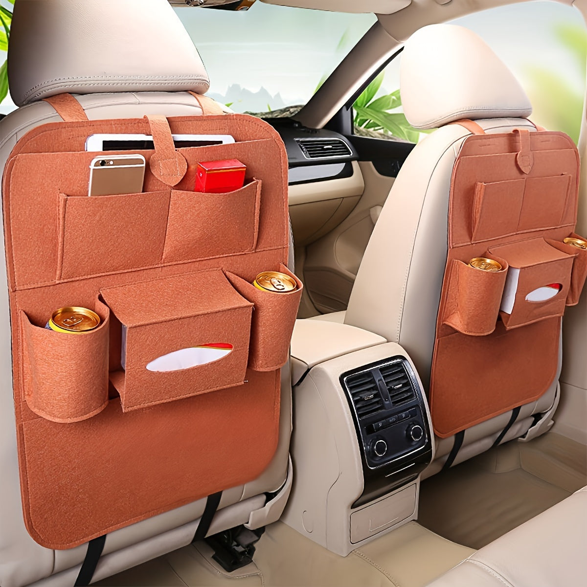 One piece of felt car seat storage bag, a versatile car seat back storage organizer.