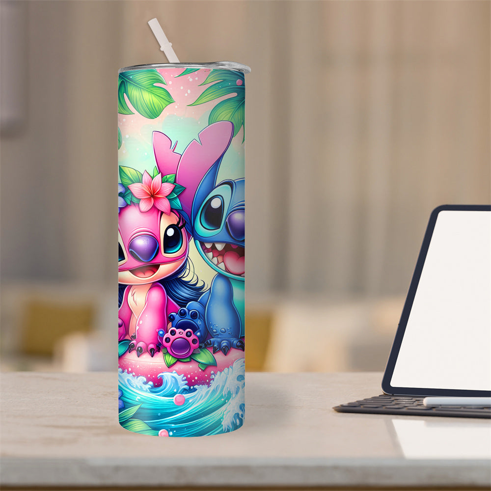 Personalized cartoon character stainless steel tumbler with leak proof lid and straw. BPA free. Hand wash only. Thermal insulation for hot and cold drinks. Great gift for various occasions. Suitable for climbing and sports. 1pc.