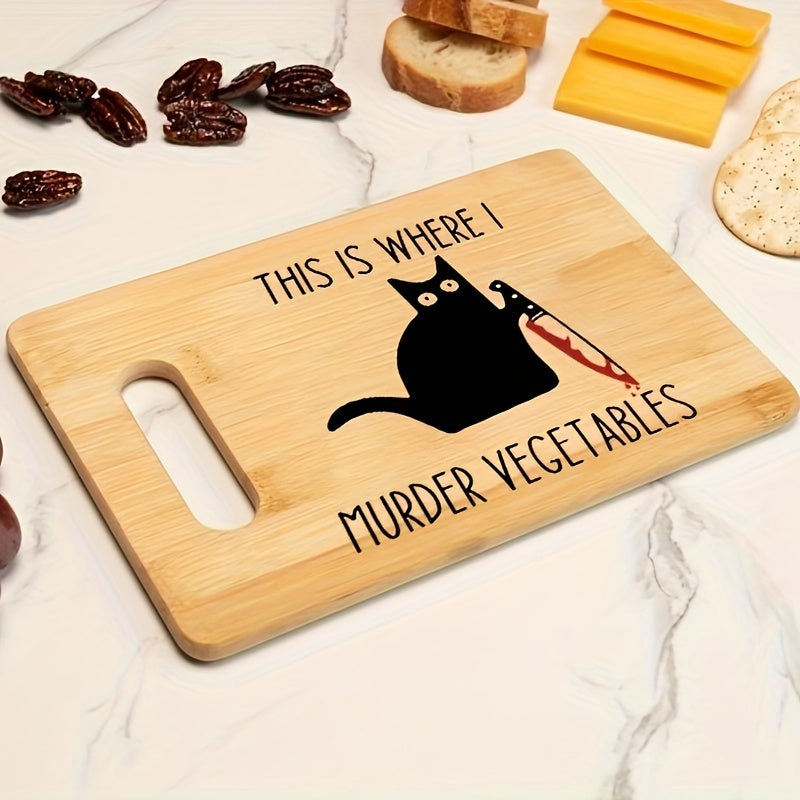 Get your hands on this unique and funny Killer Cat Engraved Bamboo Cutting Board for a creative housewarming gift or Halloween gift for your friends. Perfect for adding a touch of humor to your kitchen decor!