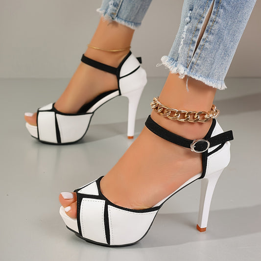 2024 Summer Stylish and Comfortable Peep-Toe High-Heeled Sandals with Waterproof Platform