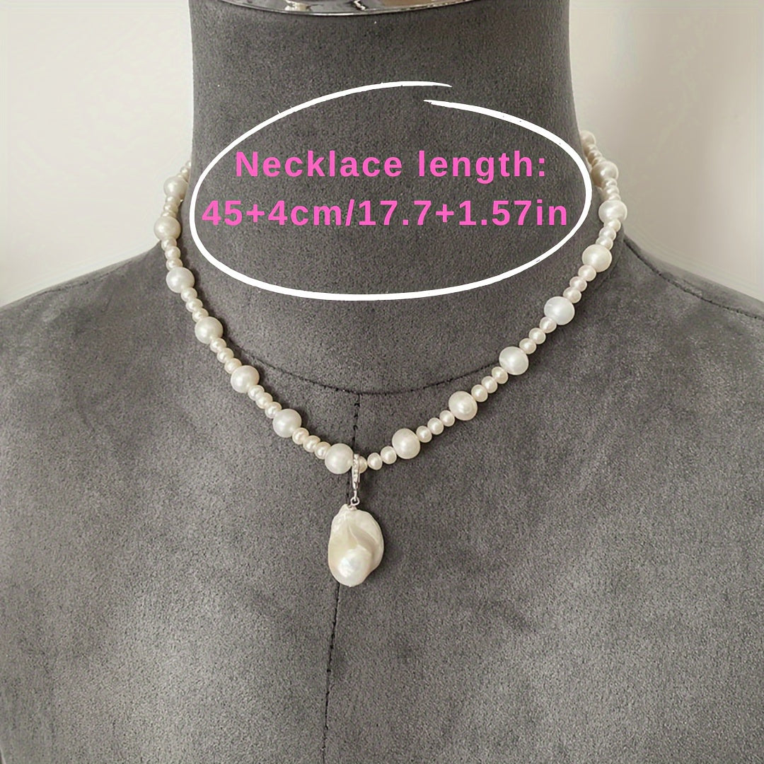 Baroque Style Freshwater Pearl Necklace with Adjustable Clasp - Timeless and Elegant Design for Every Occasion, Genuine Pearls with Universal Clasp, Ideal for Valentine's Day and Special Events