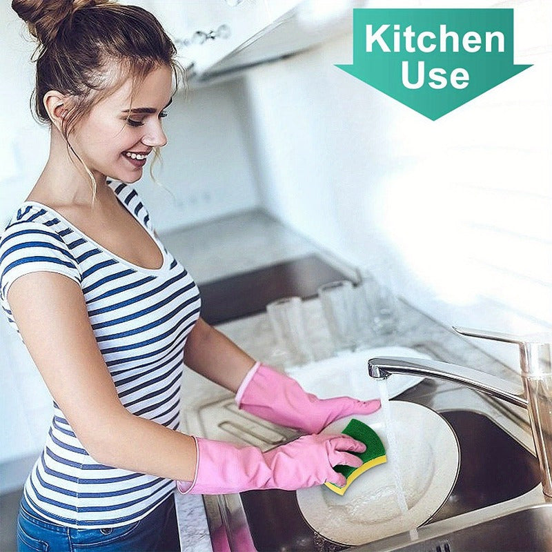 Get a 12-pack of our double-sided kitchen cleaning sponges, featuring non-scratch scrub pads and dish cloths. These multipurpose sponges are perfect for use in your home and garden, made from durable melamine material. They make a great gift for