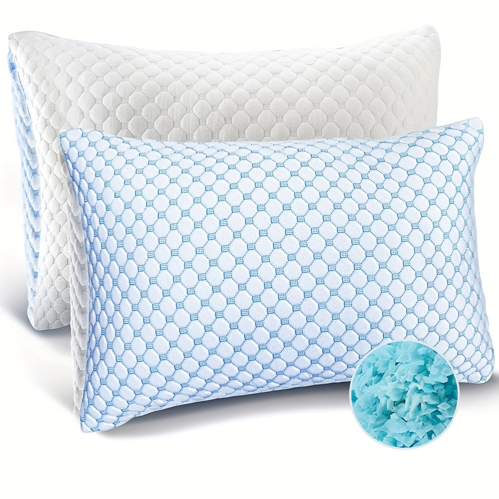 1 piece Queen Size Cooling Memory Foam Pillow with Adjustable Loft for a comfortable night's sleep. This Breathable Queen Pillow comes with a washable removable cover that can be adjusted for firmness or softness. Perfect for side, back, stomach, and hot