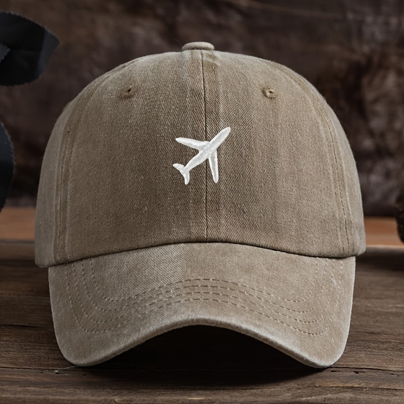 Airplane Embroidery Baseball Cap for outdoor activities, providing sun protection for mountaineering and fishing.