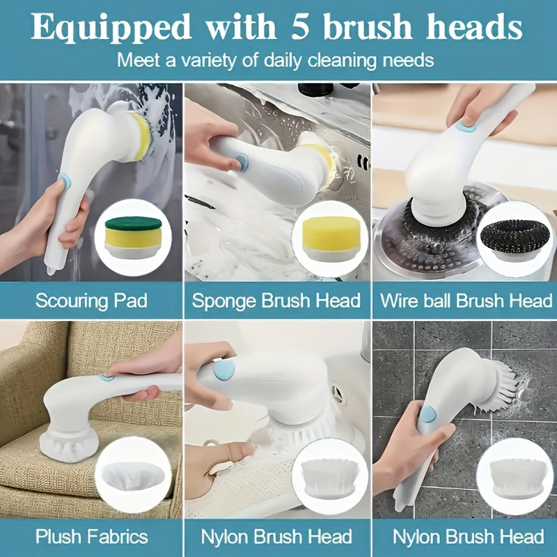 Get your hands on the 1 set of the Multi-Functional Electric Cleaning Brush that comes with 5 brush heads. This magic brush is designed for use in the kitchen, bathroom, living room, and bedroom. Made with durable plastic and an ergonomic handle, this