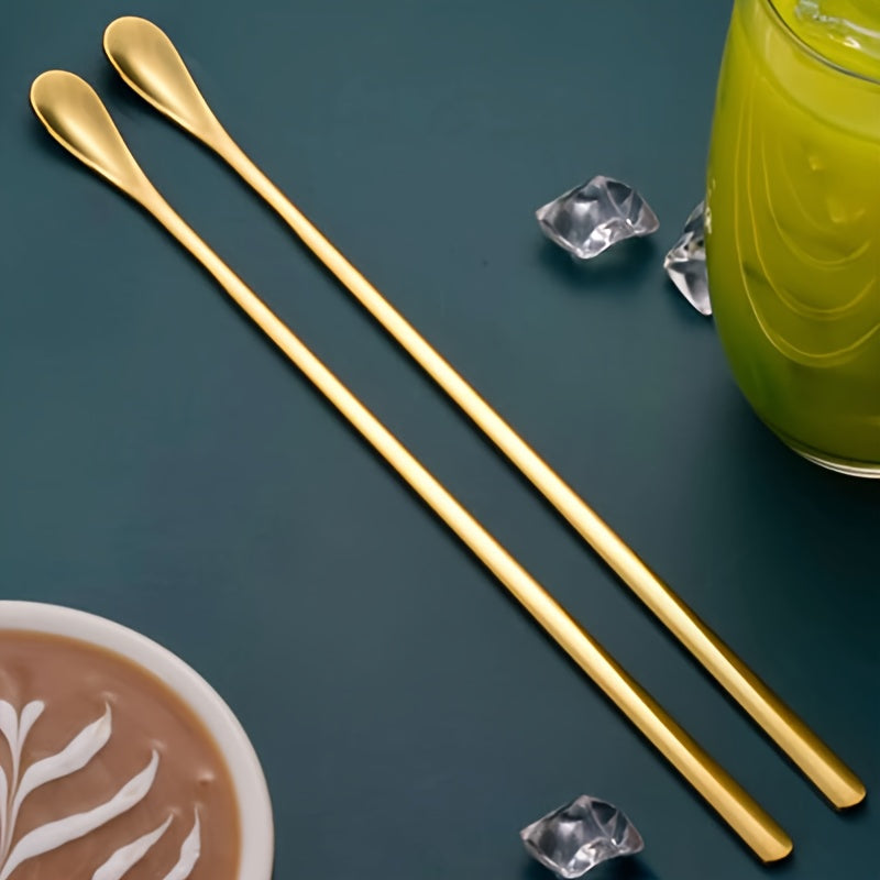 This collection of elegant long-handled Japanese cocktail stirring spoons is perfect for enhancing your drink presentation. Made from high-quality 304 stainless steel, each spoon is 22cm long and can be used for a variety of beverages such as coffee