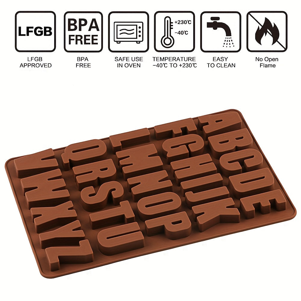 Silicone Mold Set with Large Alphabet Letters - Perfect for Crayons, Chocolate, Biscuits, Ice Cubes, Drop Glue, Handmade Soaps, and Cake Decorating. Ideal for Baking and DIY Projects.