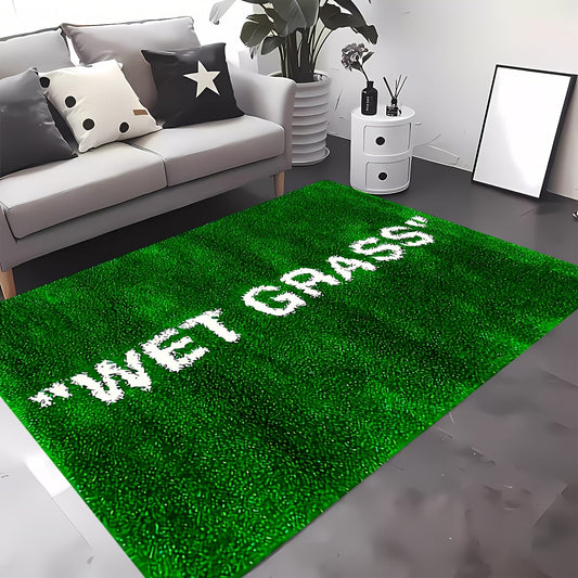 Add a touch of nature to your home with this 1pc Green Grass Wet Texture Area Rug. Designed with a non-slip backing, this rug is machine washable and perfect for decorating living rooms, bedrooms, kitchens, and dining rooms. Create a casual and cozy