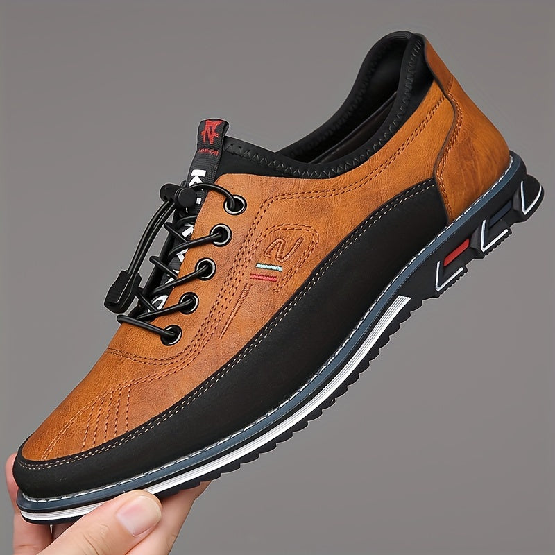 Men's fashionable sneakers with solid color, superfine fiber upper, faux fur lining, rubber sole, breathable design, and lace closure.