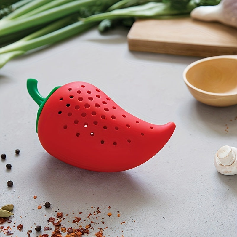 Silicone Pepper-Shaped Spice Infuser Strainer - A Kitchen Tool for Adding Flavor to Soups, Stews, and Sauces - Food-Grade, BPA-Free, and Heat-Resistant - 1 Piece