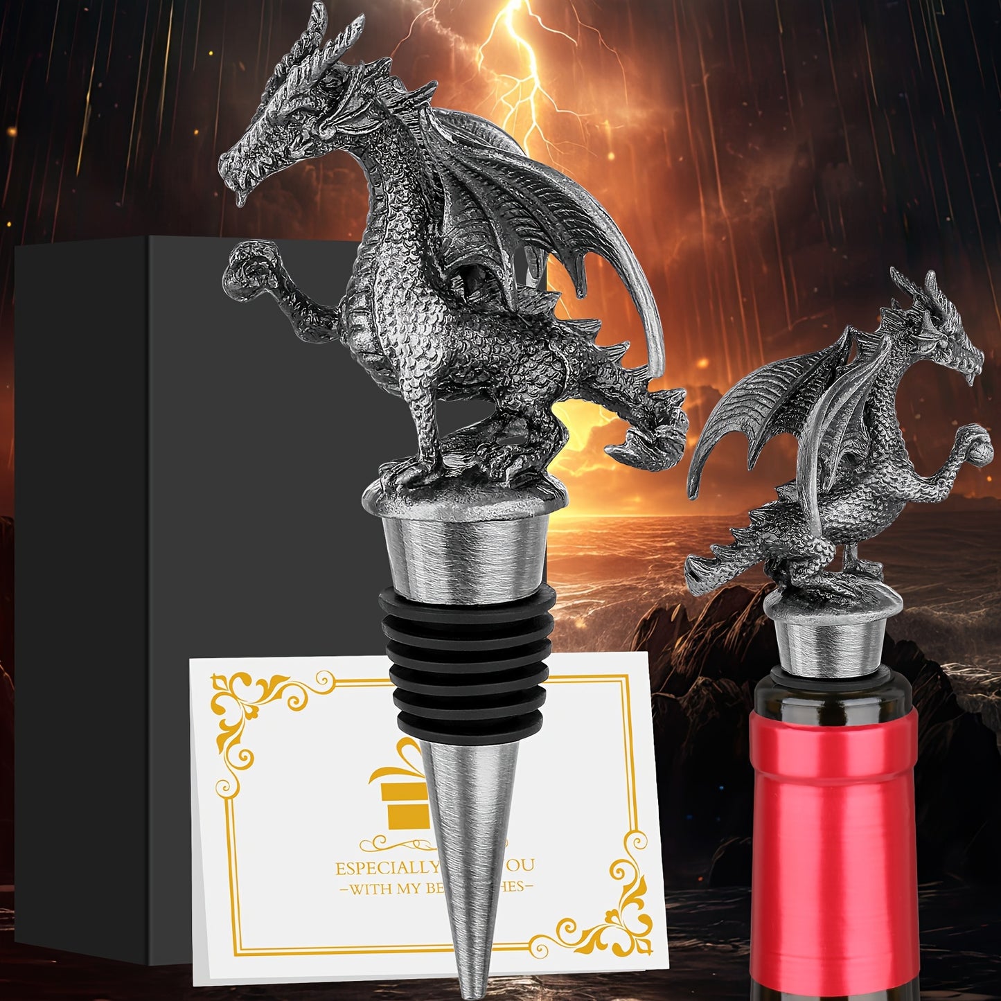 Dragon wine stopper for DND fans, perfect gift for men and women. Ideal for wine storage and a great addition to any wine lover's collection. Ideal for Christmas, Father's Day, birthdays, and Thanksgiving.