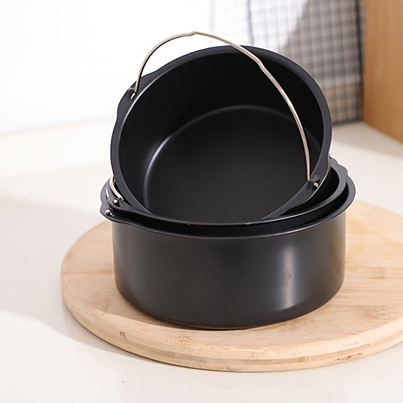 1 piece of heat resistant cake pan with handle, 17.3 cm air fryer basket, essential baking tools for the home kitchen.