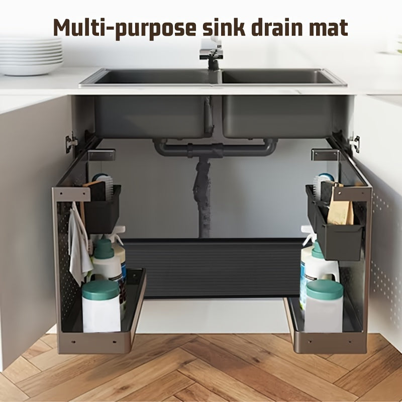 A versatile sink mat for the kitchen and bathroom - Prevents slipping, waterproof, and sturdy pad for drying dishes and utensils, great for organizing cleaning supplies under the sink and enhancing kitchen sink functionality.