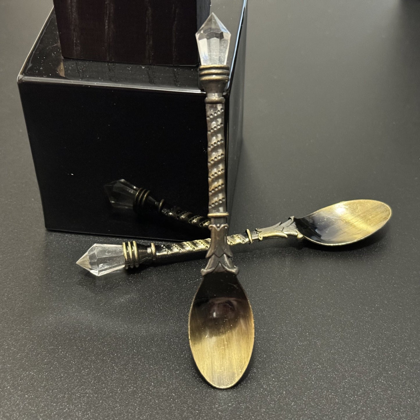 Elegant Gold-Plated Coffee Spoon with Crystal Handle: Ideal for Celebrating Christmas, Halloween, Easter, Hanukkah, and Thanksgiving