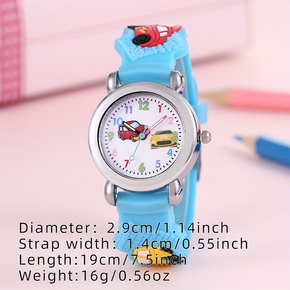 One cute car print quartz watch for boys and girls, perfect for daily life and as a gift.