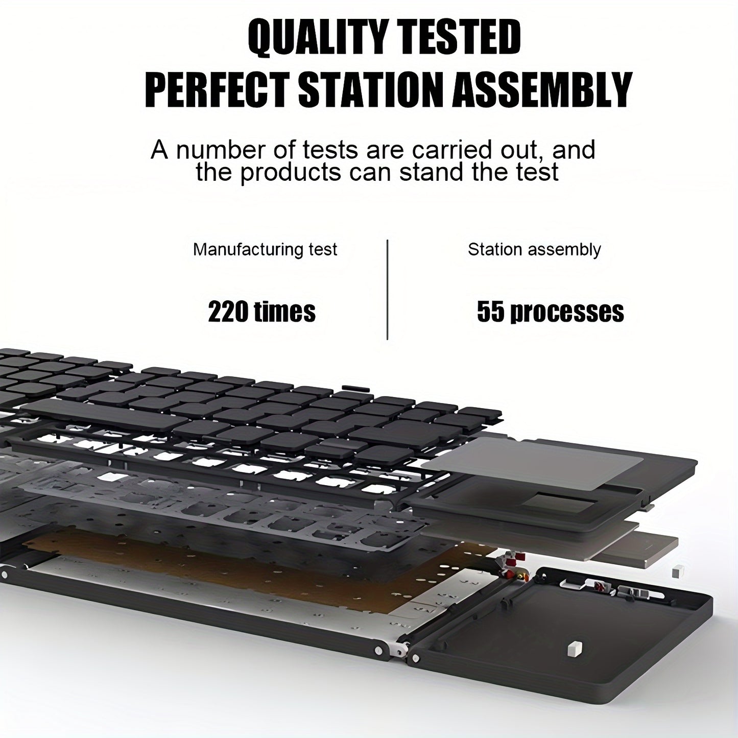 Foldable wireless keyboard for computers, offices, and travel.