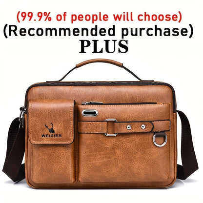 Weixier Men's Business Crossbody Bag made of PU material, suitable as a gift for Father or Anniversary.