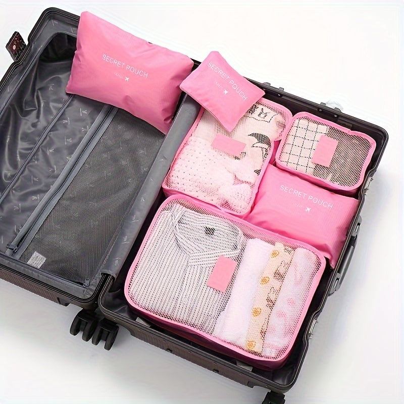 6-piece travel organizer for simple and lightweight storage, dustproof luggage bag ideal for hotels.