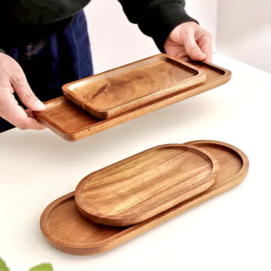 Wooden multipurpose tray for snacks, breakfast, dining, and home decor. Non-food contact safe with a natural wood design and grain.