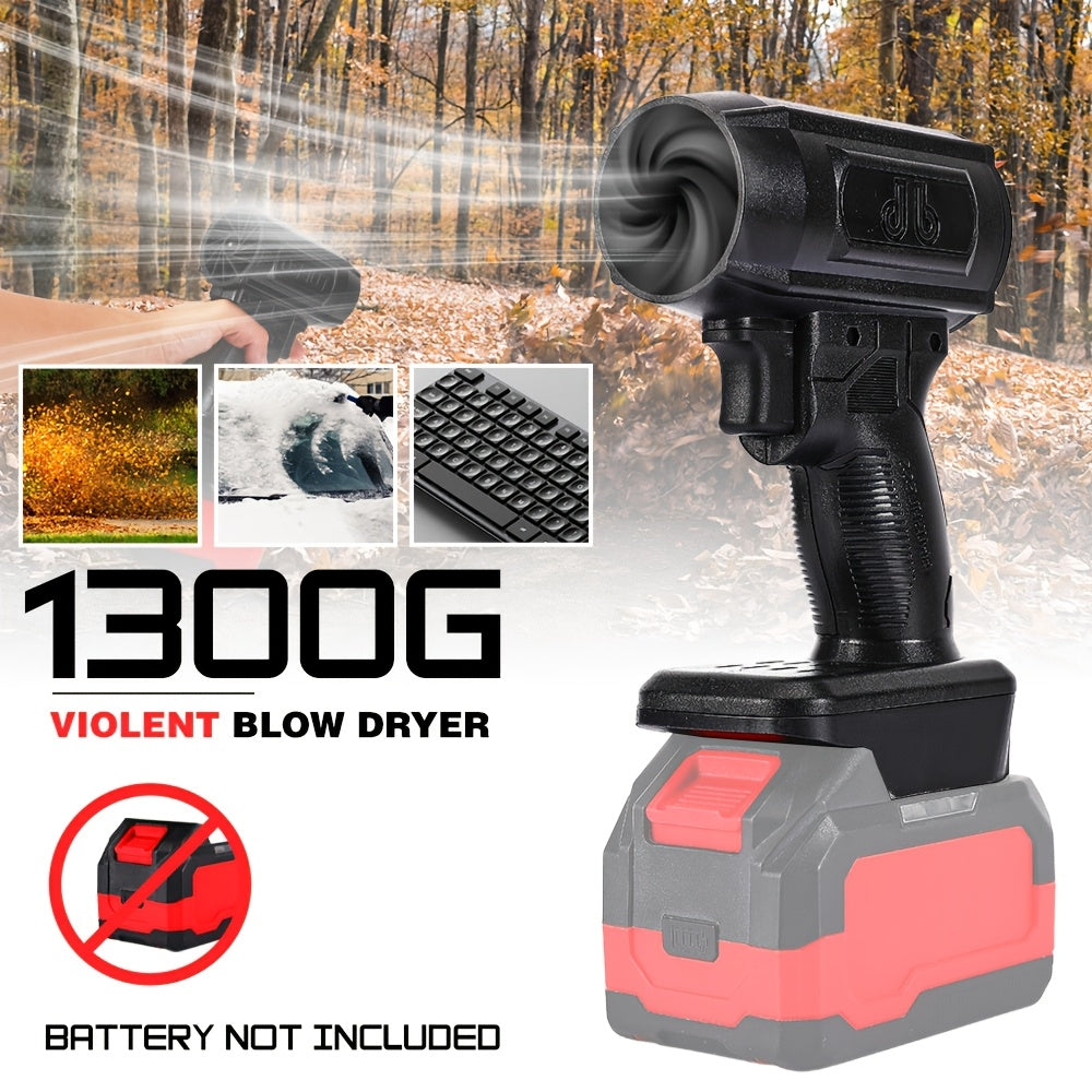 1300G cordless handheld air blower with ABS plastic construction, battery powered ≤36V for outdoor camping, snow, water, and fuel. Battery not included.