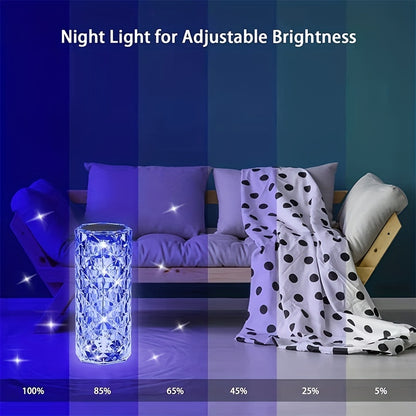 USB touch LED desk lamp featuring 16 colors, adjustable brightness, and a romantic atmosphere.