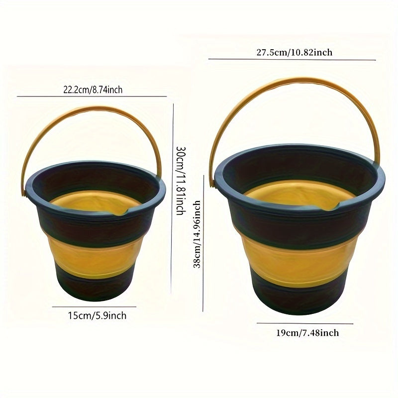 Telescopic Folding Bucket for Various Uses: This durable multi-size bucket made of thickened plastic is collapsible and comes with a plastic handle, making it convenient for fishing, car washing, foot baths, and for use at home or outdoors. Its