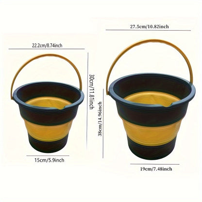 Telescopic Folding Bucket for Various Uses: This durable multi-size bucket made of thickened plastic is collapsible and comes with a plastic handle, making it convenient for fishing, car washing, foot baths, and for use at home or outdoors. Its