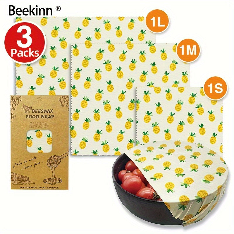 Reusable Beeswax Food Wrap with Round Latch Closure - Versatile Oil Cloth Wax Paper for Food Storage without Electricity - Freezer Safe Kitchen Essential