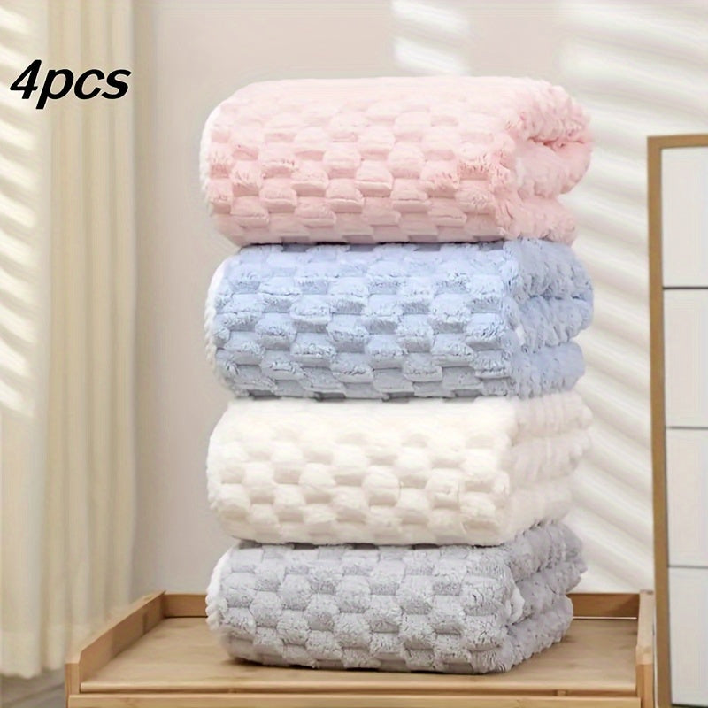 Set of 4 adult waffle weave bath towels - Made with super absorbent ultra-fine fiber, these quick-dry textured bathroom towels are ideal for use in the spa, gym, or daily at home. Constructed for durability, this set is composed of 80% ultra-fine fiber