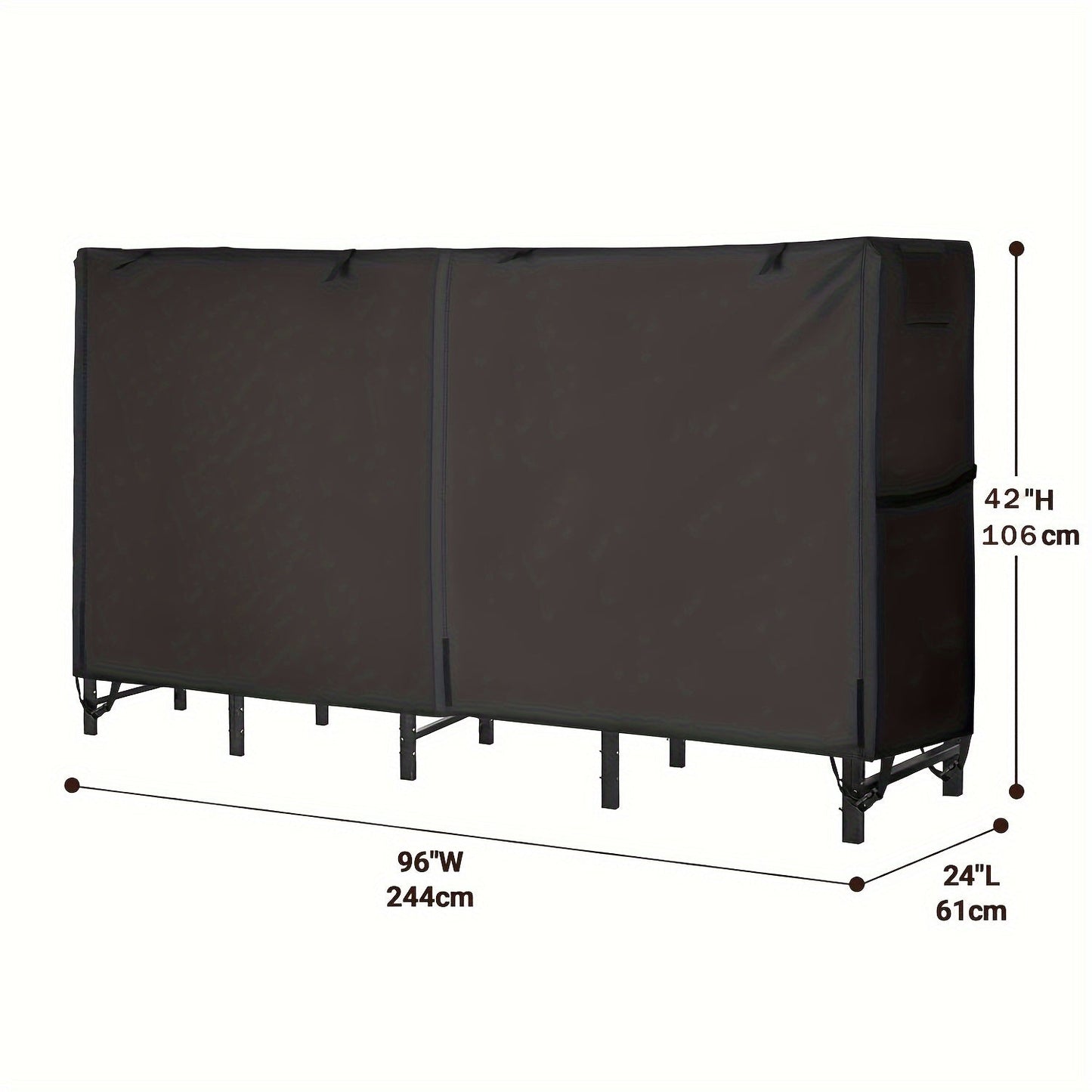 Durable Outdoor Log Rack Cover made of Waterproof Polycarbonate Fabric, Protects against Rain, Snow, and Sun - Designed for Standard Wood Pile Storage Holders