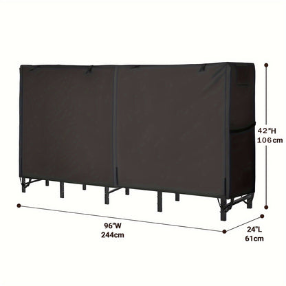 Durable Outdoor Log Rack Cover made of Waterproof Polycarbonate Fabric, Protects against Rain, Snow, and Sun - Designed for Standard Wood Pile Storage Holders