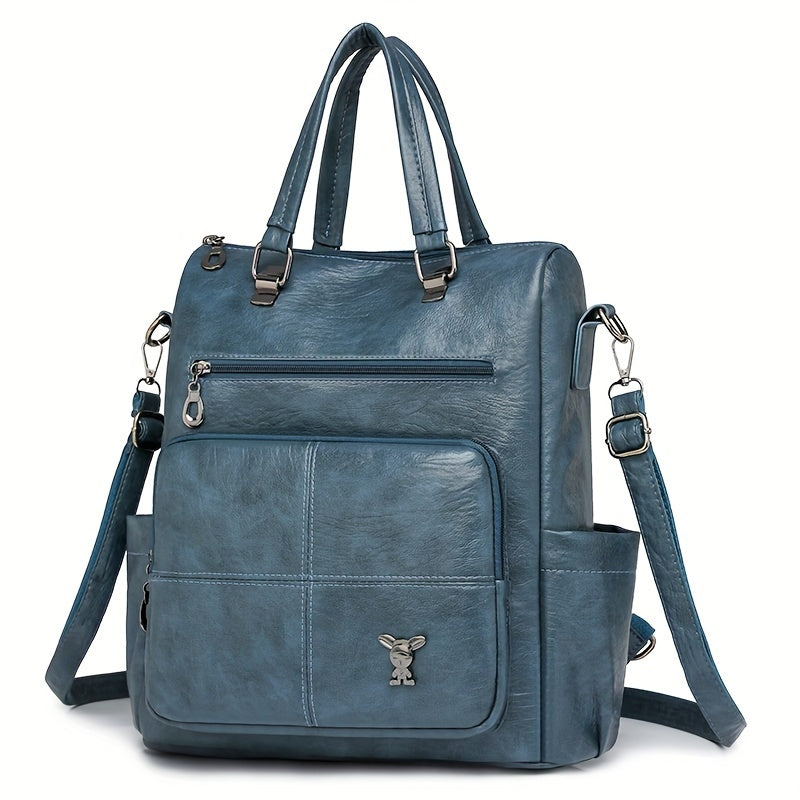 Chic faux leather backpack with removable strap, versatile shoulder bag in multiple colors.