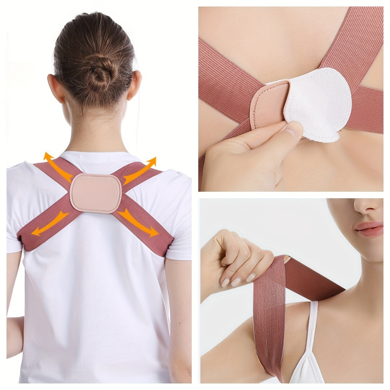 Adult invisible posture improvement support strap with adjustable back posture trainer and shoulder back brace for posture support.