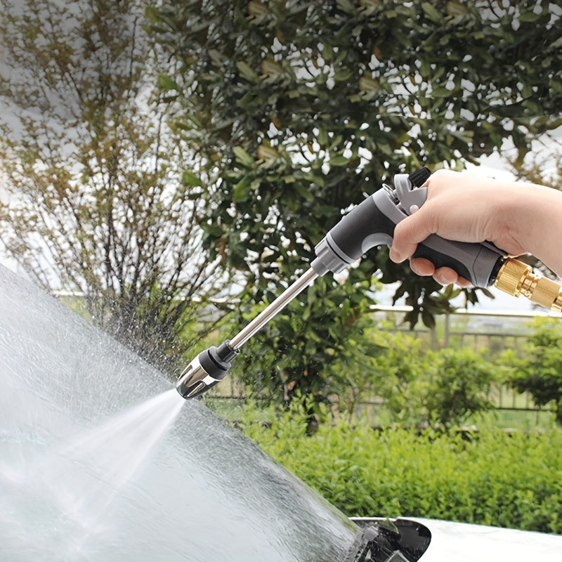 Long pole car wash water gun with foam tank for multifunctional spraying needs. Suitable for car wash, flower watering, garden irrigation with high pressure spray and foam tank set. Easy