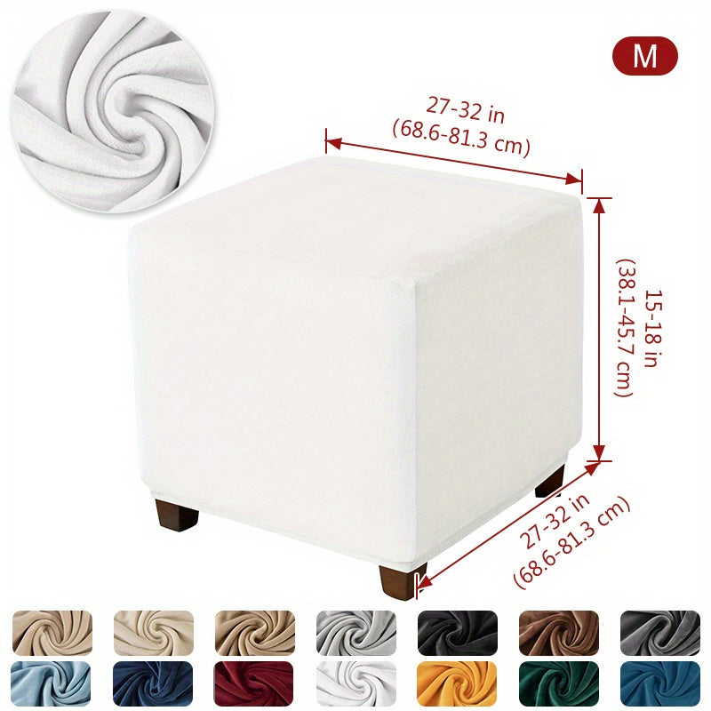 Velvet square ottoman cover for storage stool, with elastic and all-inclusive design.