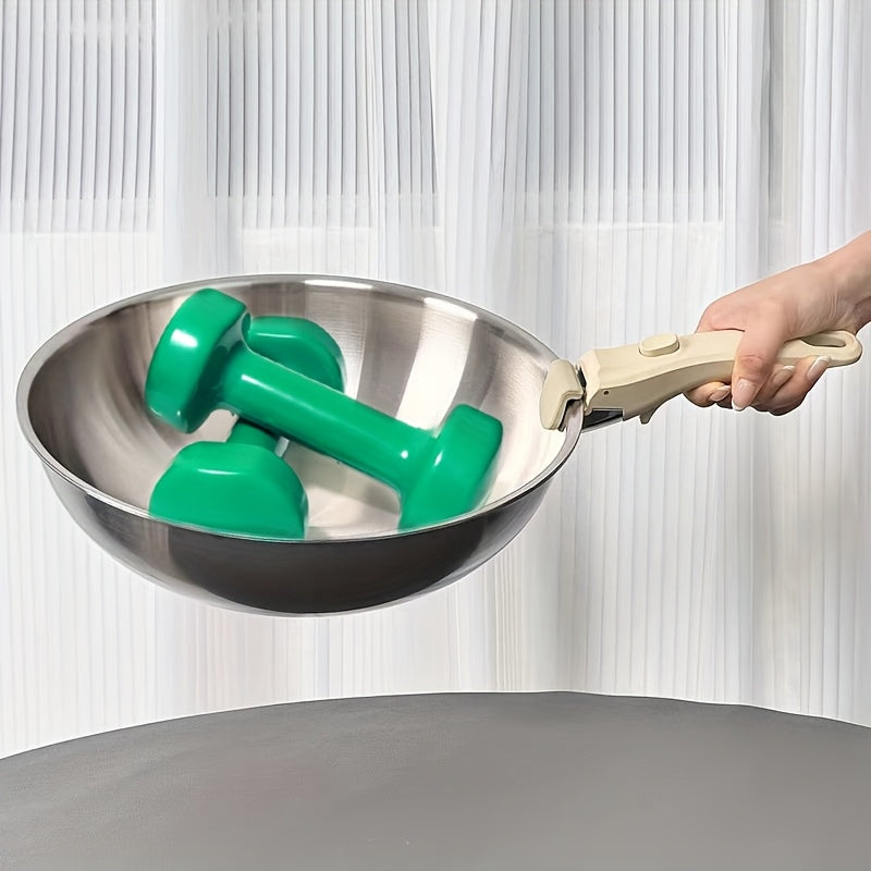 Kitchen handle designed for easy one-handed operation - detachable, movable, and stand-up design. Fits most pots and pans, non-stick and food-safe. Suitable as a universal pot handle replacement and essential kitchen accessory.