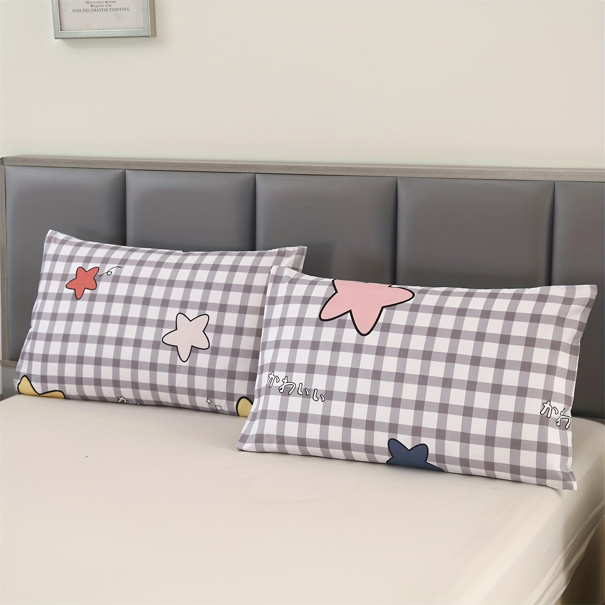 Pair of 2 Cat Print Decorative Pillowcases made from 100% polyester sanded fabric. These lightweight woven pillow covers are machine washable and feature flat net printing, perfect for adding a cute touch to your bedroom. Please note that these