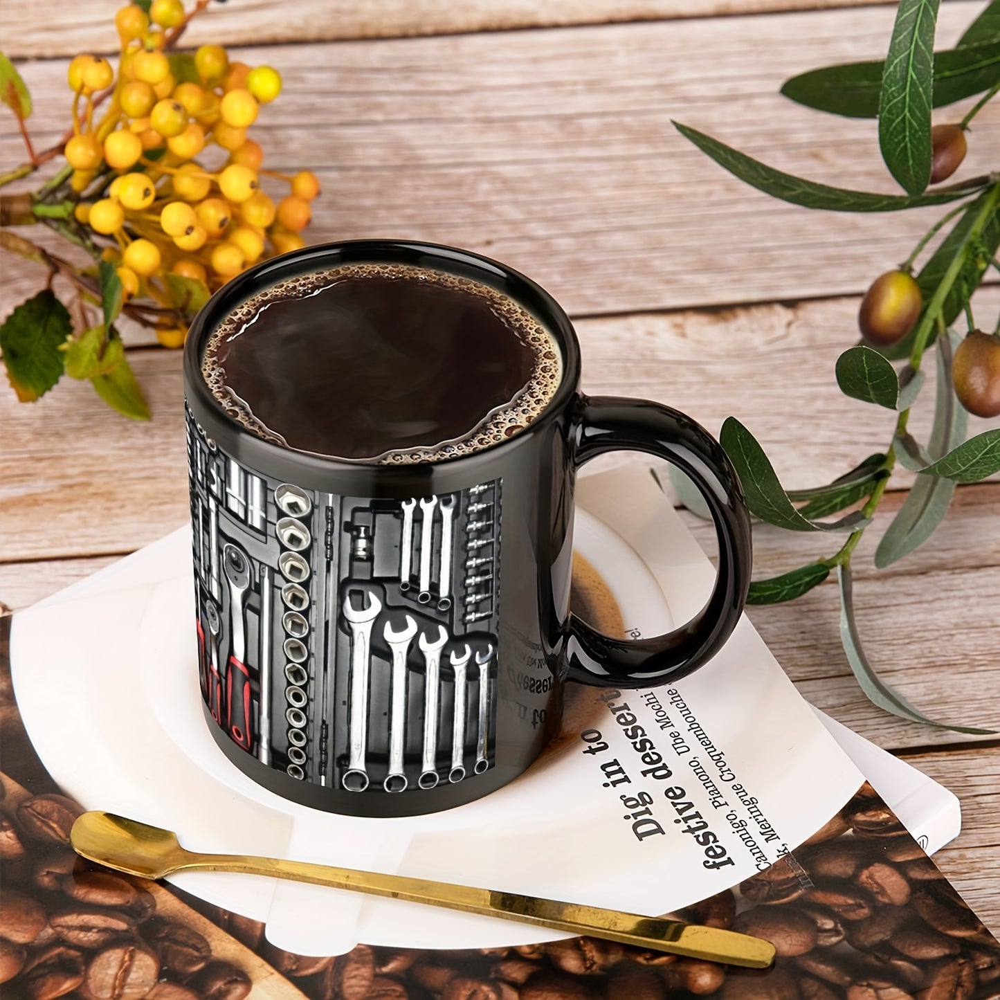 One 11oz Toolbox coffee mug, suitable for restaurants and cafes; can be a funny, motivational, inspirational birthday or party gift. Ideal for holiday decor and gifts.