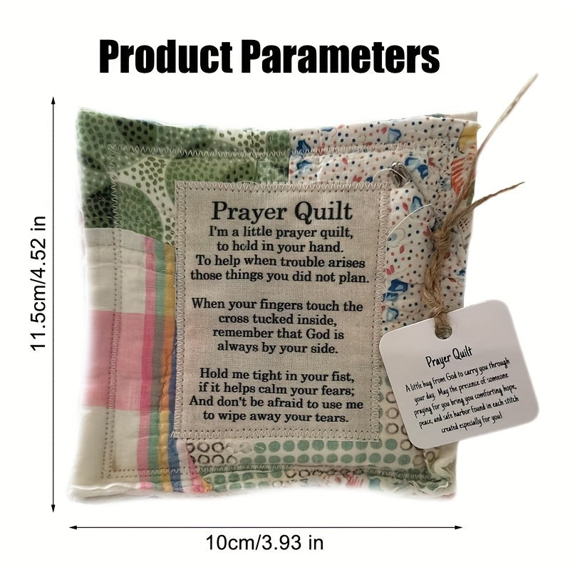 Mini Prayer Quilt with Cross, Portable Scripture Blanket - Great Gift for Loved Ones, Perfect for Christmas Decorating.