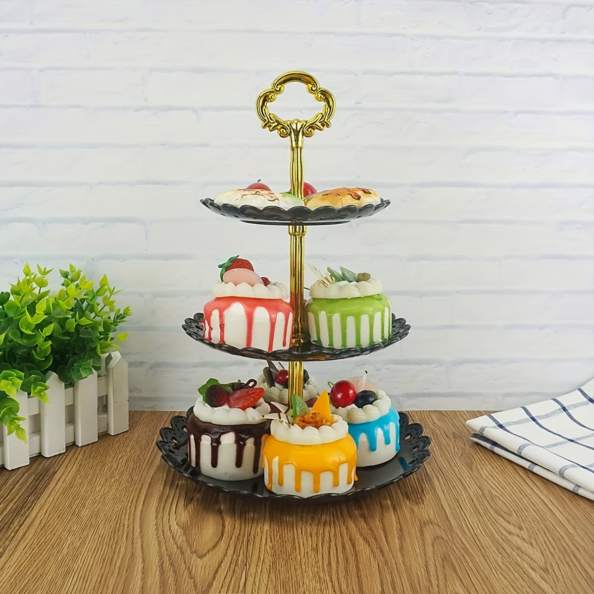 1pc, 3-tier serving stand for cakes, cupcakes, desserts, and table decorations perfect for various occasions like parties and holidays.