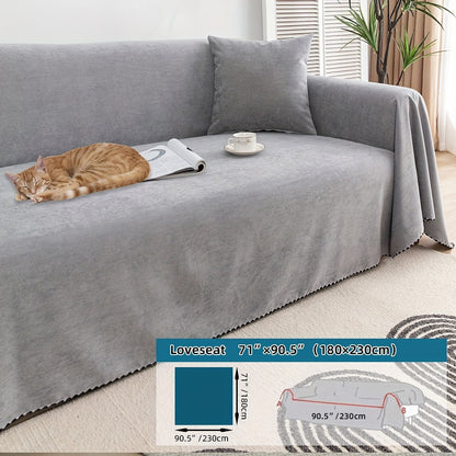 Multi-season, pet-friendly sofa cover with minimalist design protects against scratches, machine washable, ideal for L-shaped and single-seat sofas.