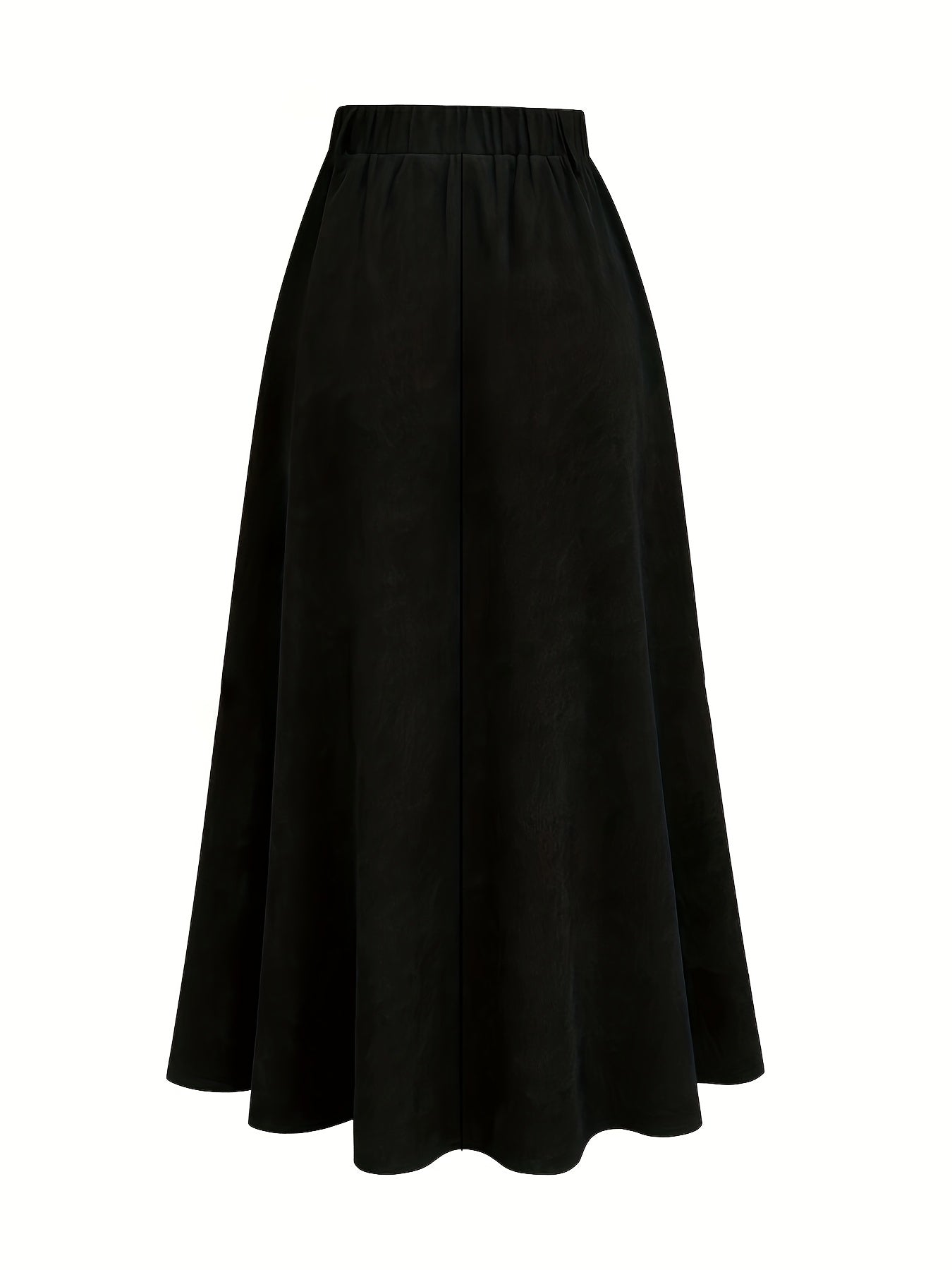 Brown corduroy midi skirt with pockets for women, high-waist A-line style, machine washable, chic and versatile.