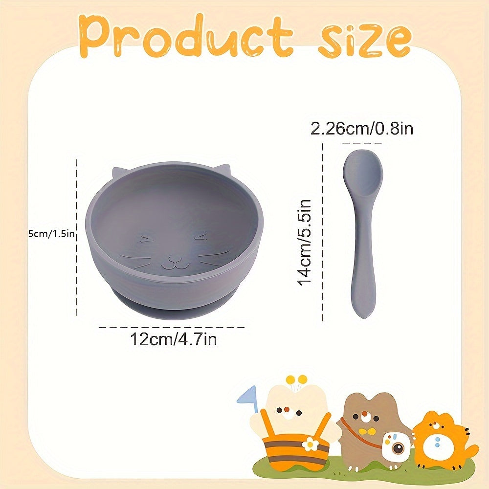 TYRY.HU Custom Feeding Bowl With Suction Cup, Silicone Bowl and Spoon Set, Perfect Christmas Gift