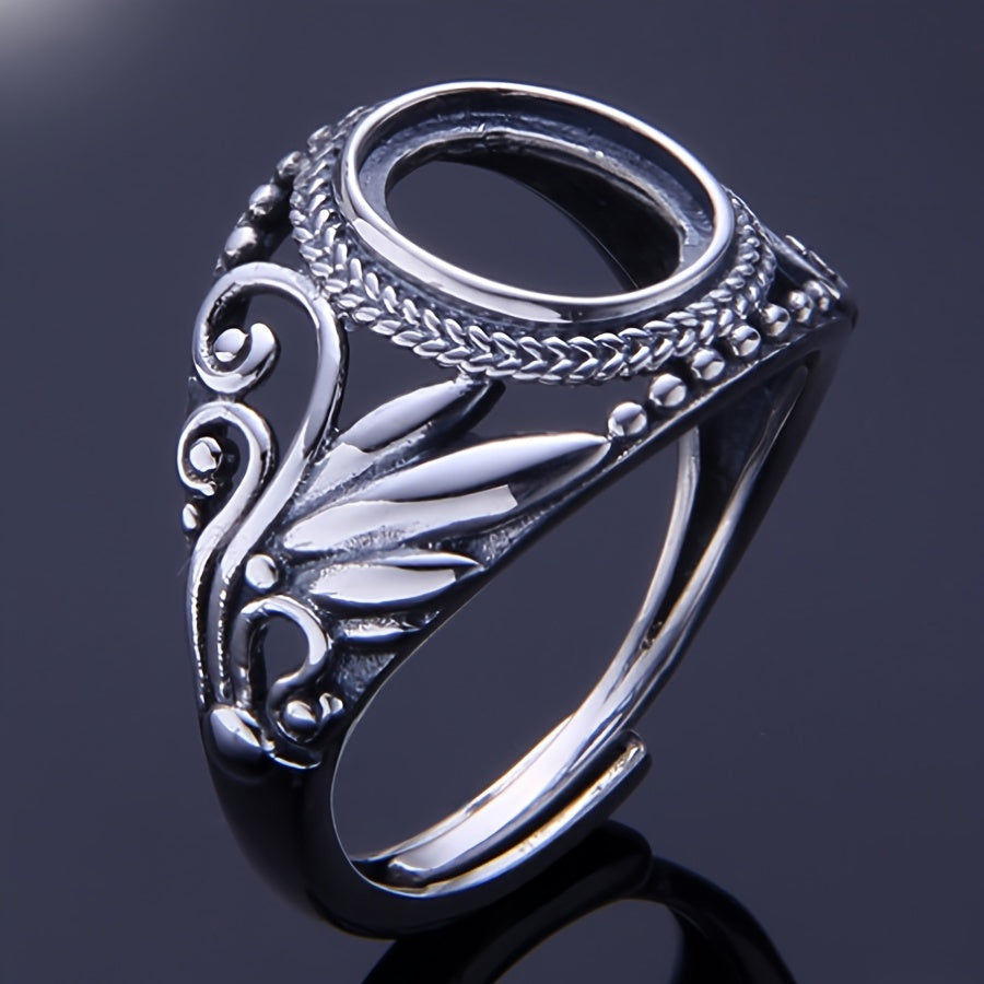 925 STERLING Silver Vintage Tribal Style Semi-Mount Ring Base with No Stone Setting, Ideal for creating Custom DIY Jewelry. Suitable for Daily Wear and Gift-Giving, fits 8*10mm stones. Code: A1287.