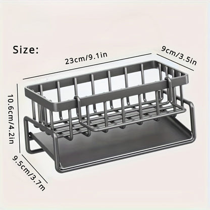 Sink Caddy Organizer with Metal and Plastic Construction, Ideal for Bathroom and Kitchen Storage. Features Sponge and Cloth Holder, Leak-Proof Cutting Angle Design. Currently on Sale!