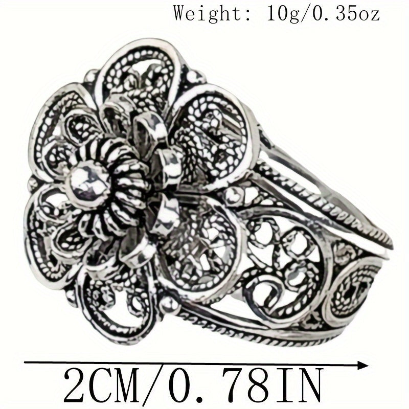 Stylish Handcrafted 925 Sterling Silver Daisy Flower Ring - Vintage Bohemian Inspired with Delicate Filigree Detailing, Ideal for Special Occasions - Comes in a Gift Box, Handmade with Care, Unique and Charming, Perfect for Women's Fashion.