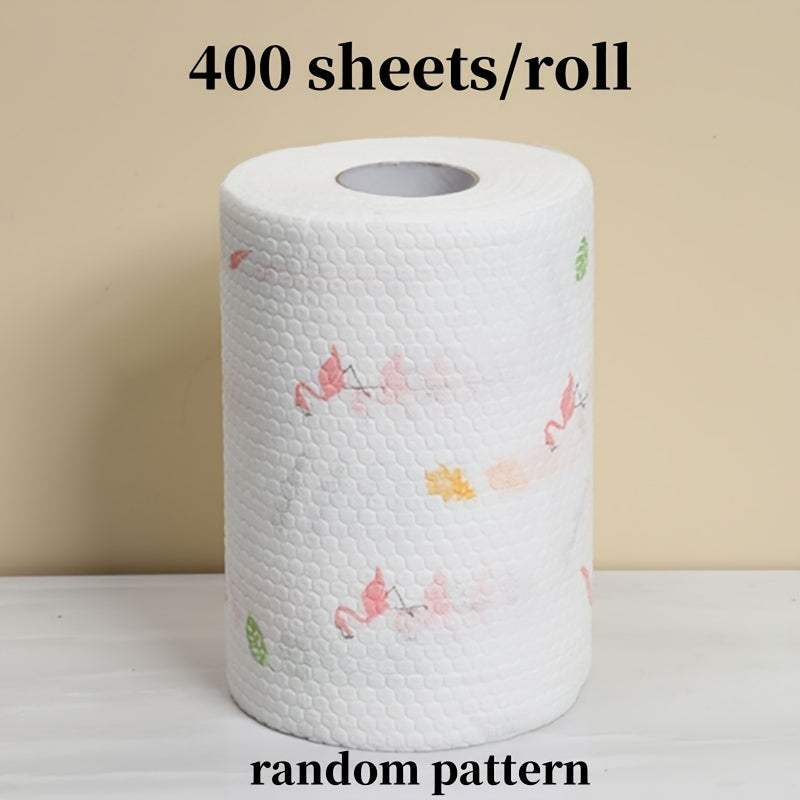 Randomly select one roll of 100/400 pieces Lazy Rag, a versatile disposable kitchen paper towel that can also be used as a washable and dry wipe rag, oil-proof non-stick rag, oil removal rag, household cleaning cloth, absorbent cloth, cleaning supplies